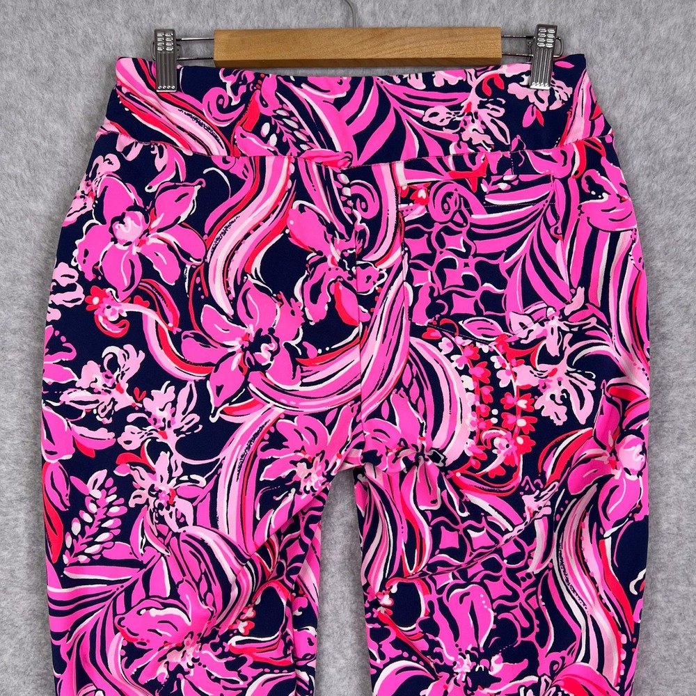 Lilly Pulitzer Low Tide Navy Pink Print Luxletic Corso Pant UPF 50+ Size 8 - Picture 6 of 13